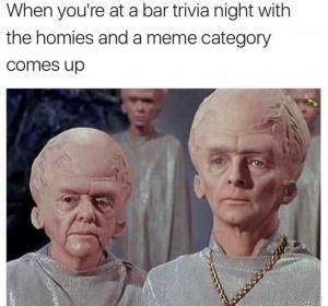 When you're at a bar trivia night with the homies and a meme category comes up