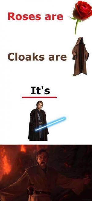 Roses are

Cloaks are

It's 
