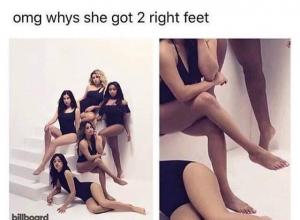 Omg whys she got 2 right feet