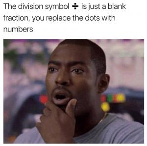 The division symbol is just a blank fraction, you replace the dots with numbers