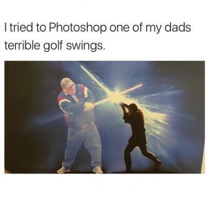 I tried to Photoshop one of my dads terrible golf swings.