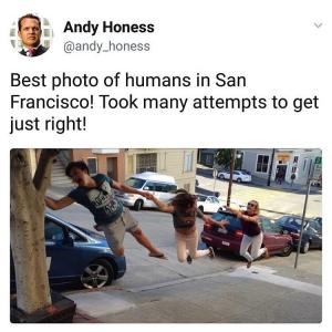 Best photo of humans in San Francisco! Took many attempts to get just right!