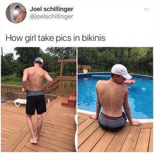 How girl take pics in bikinis 