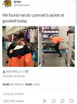 We found Naruto Uzamaki's jacket at Goodwill today