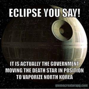 Eclipse you say!

It is actually the government moving the death star in position to vaporize North Korea