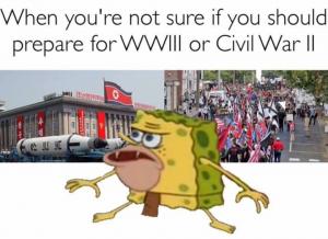 When you're not sure if you should prepare for WWIII or Civil War II