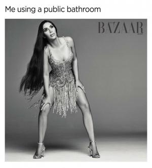 Me using a public bathroom