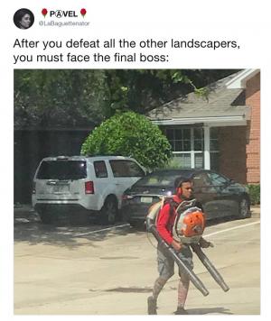 After you defeat all the other landscapers, you must face the final boss: