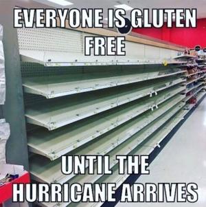 Everyone is gluten free

Until the hurricane arrives