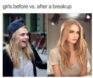 Girls before vs. after a breakup