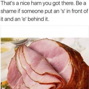 That's a nice ham you got there. Be a shame if someone put an 's' in front of it and an 'e' behind it.