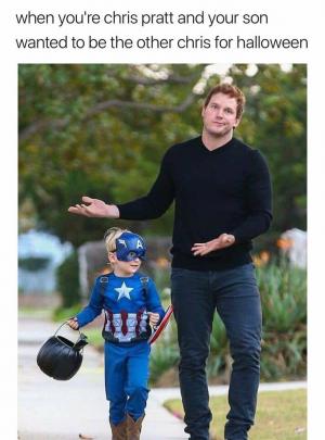 When you're Chris Pratt and your son wanted to be the other Chris for Halloween