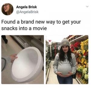Found a brand new way to get your snacks into a movie