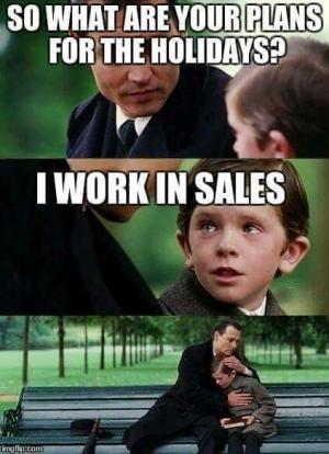 So what are your plans for the holidays?

I work in sales