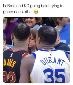 LeBron and KD going bald trying to guard each other