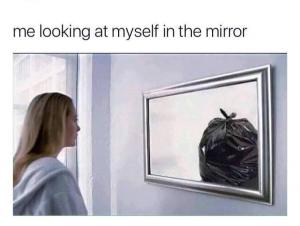 Me looking at myself in the mirror 