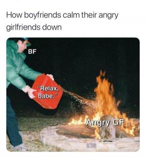 How boyfriends calm their angry girlfriends down