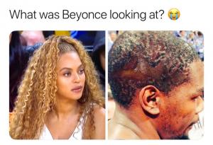 What was Beyonce looking at?