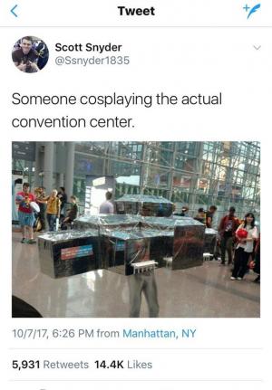 Someone cosplaying the actual convention center.