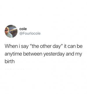 When I say "The other day" it can be anytime between yesterday and my birth