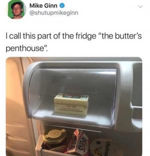 I call this part of the fridge the butter's penthouse".