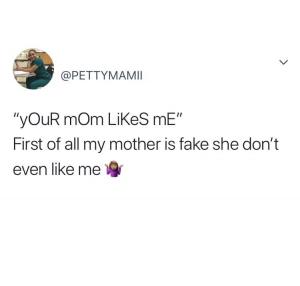 "Your mom likes me"

First of all my mother is fake she don't even like me
