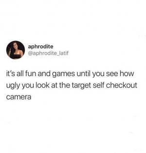 It's all fun and games until you see how ugly you look at the target self checkout camera