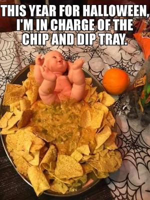 This year for Halloween I'm in charge of the chip and dip tray