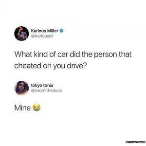What kid of car did the person that cheated on you drive?

Mine