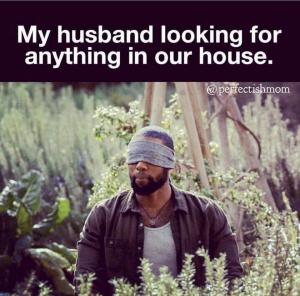My husband looking for anything in our house.