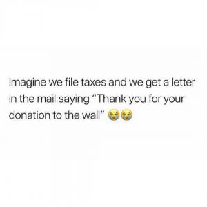 Imagine we file taxes and we get a letter in the mail saying "Thank you for your donation to the wall"