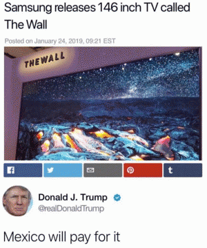 Samsung releases 145 TV called The Wall

Mexico will pay for it