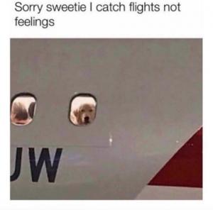 Sorry sweetie I catch flights not feelings