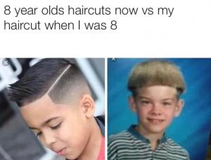 8 year olds haircuts now vs my haircut when I was 8