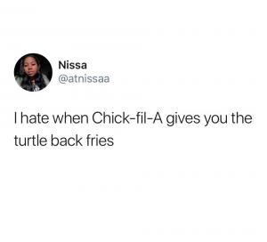 I hate when Chick-fil-A gives you the turtle back fries