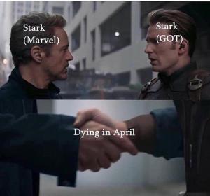 Stark (Marvel)

Stark (GOT)

Dying in April