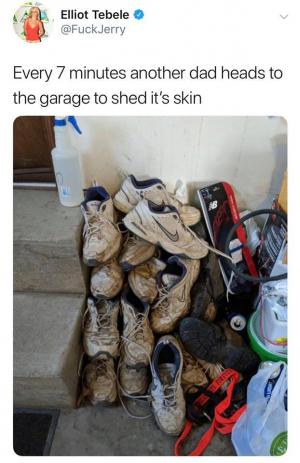 Every 7 minutes another dad heads to the garage to shed it's skin