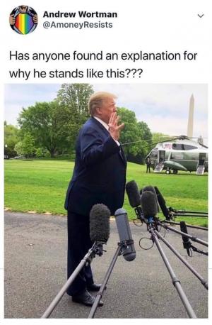 Has anyone found an explanation for why he stands like this???