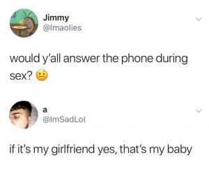 Would y'all answer the phone during sex?

if it's my girlfriend yes, that's