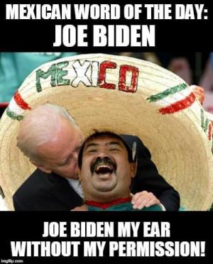 Mexican word of the day: Joe Biden

Joe Biden my ear without permission!