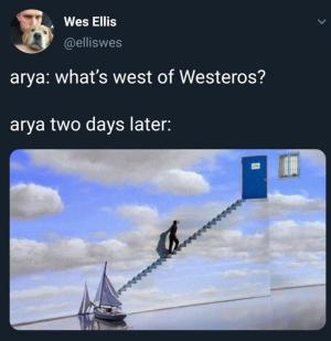 Ayra: What's West of Westeros?

Ayra two days later: