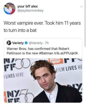 Worst vampire ever. Took him 11 years to turn into a bat