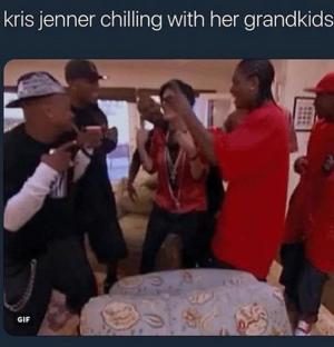 Kris Jenner chilling with her grandkids