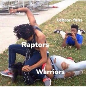 Lebron fans

Raptors

Warriors